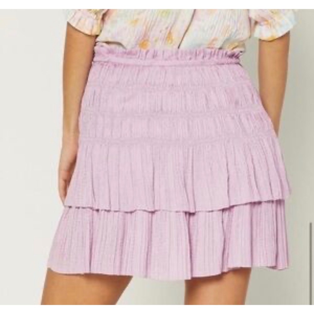 Current Air Smocked Tiered Satin Mini Skirt Size Small